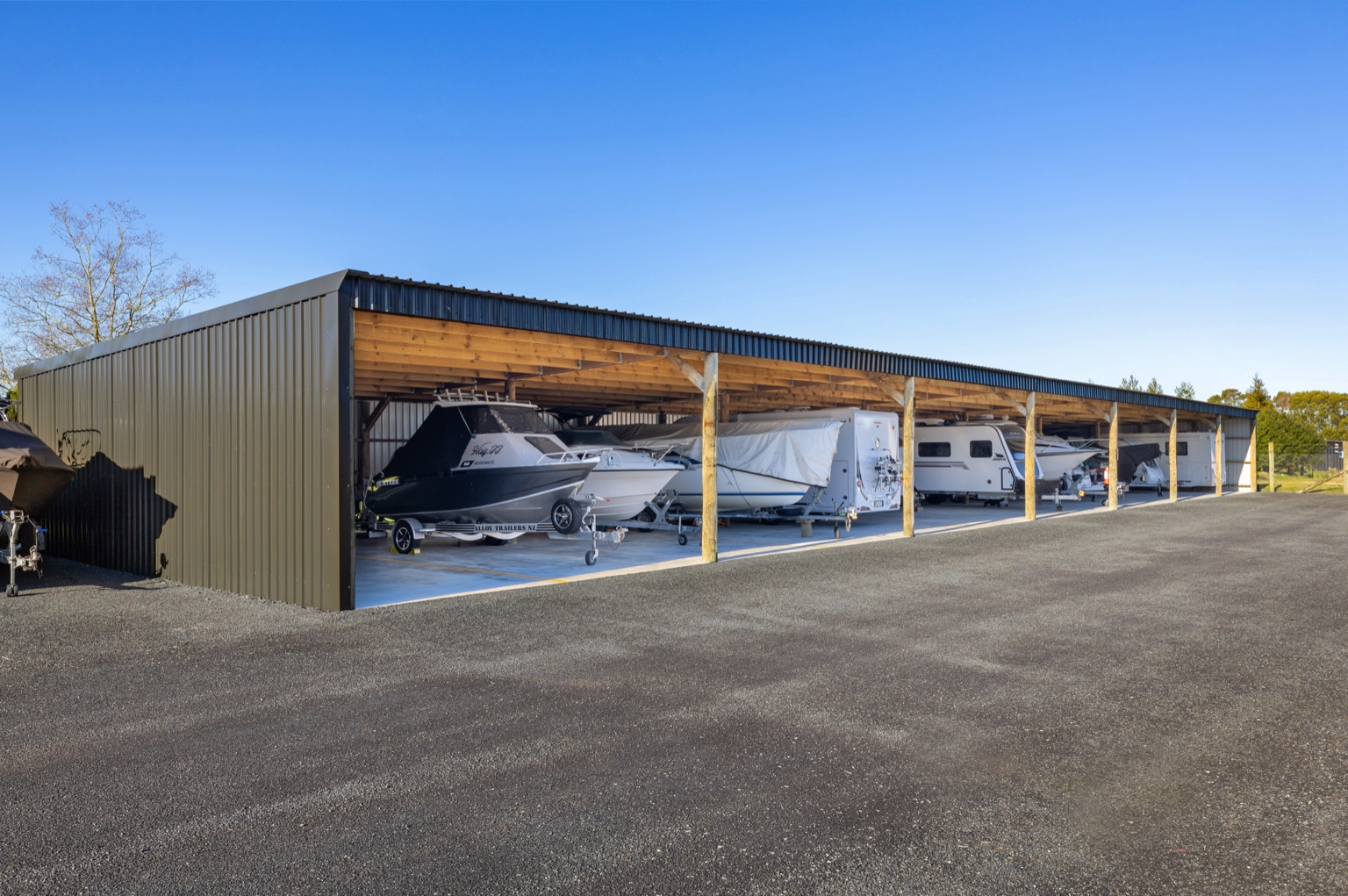 Covered storage bays